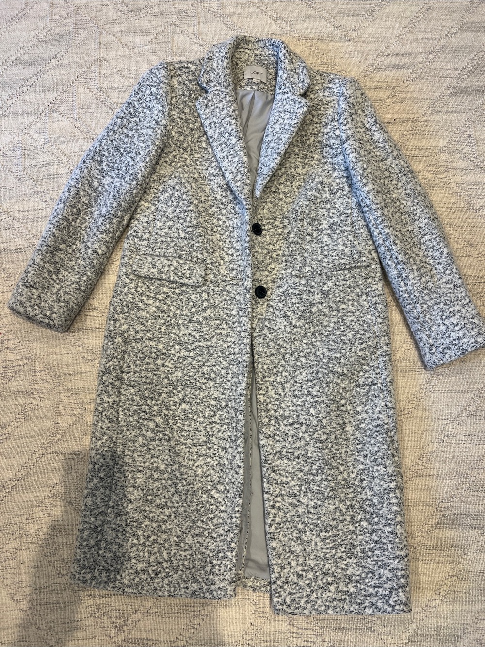 LOFT Gray Speckled Wool-Blend Long midi Coat S